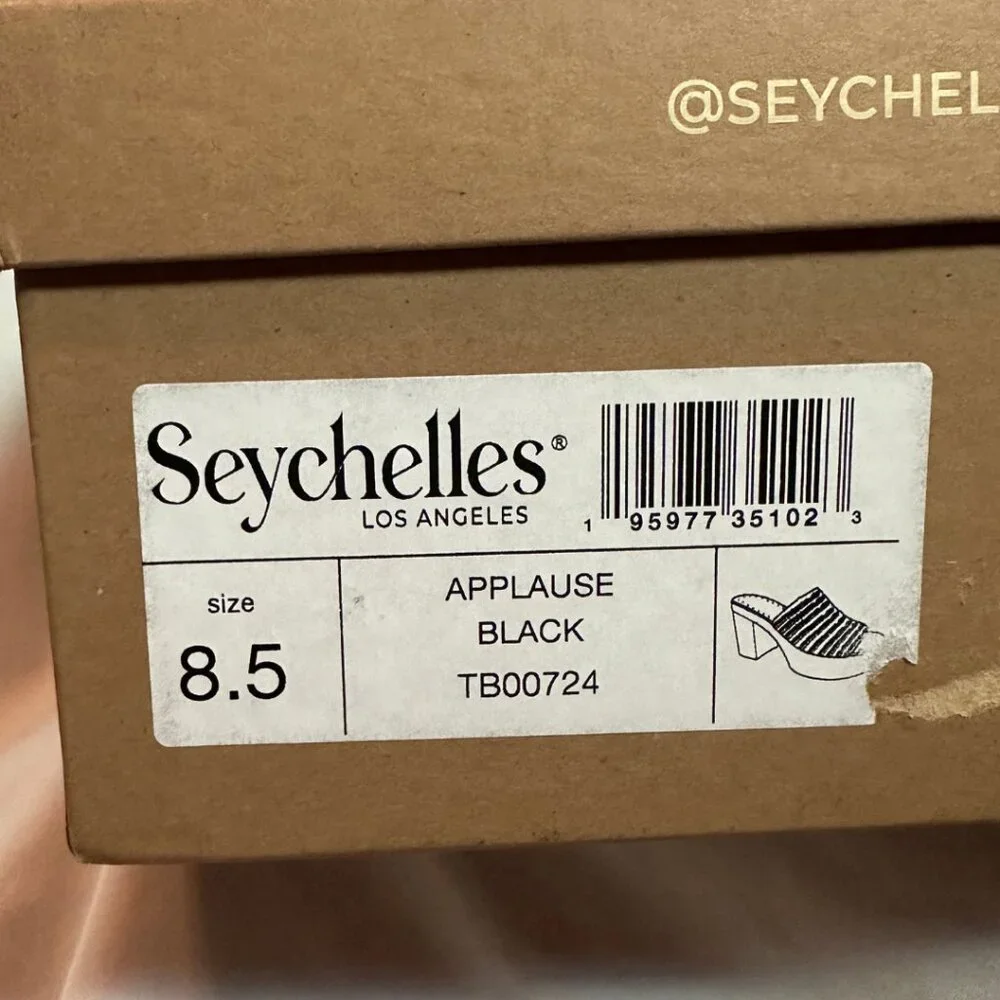 NIB | Seychelles | Applause Woven Platform Mule Sandals | Black | Sz 8.5